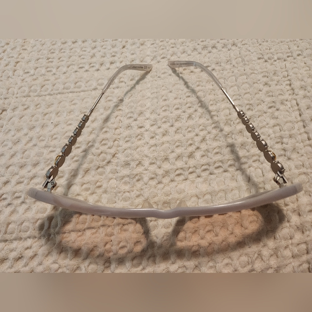 Gucci Style #GG0642S Mother Of Pearl Style Sunglasses Silver Gemstone Frame $565 - Picture 10 of 14